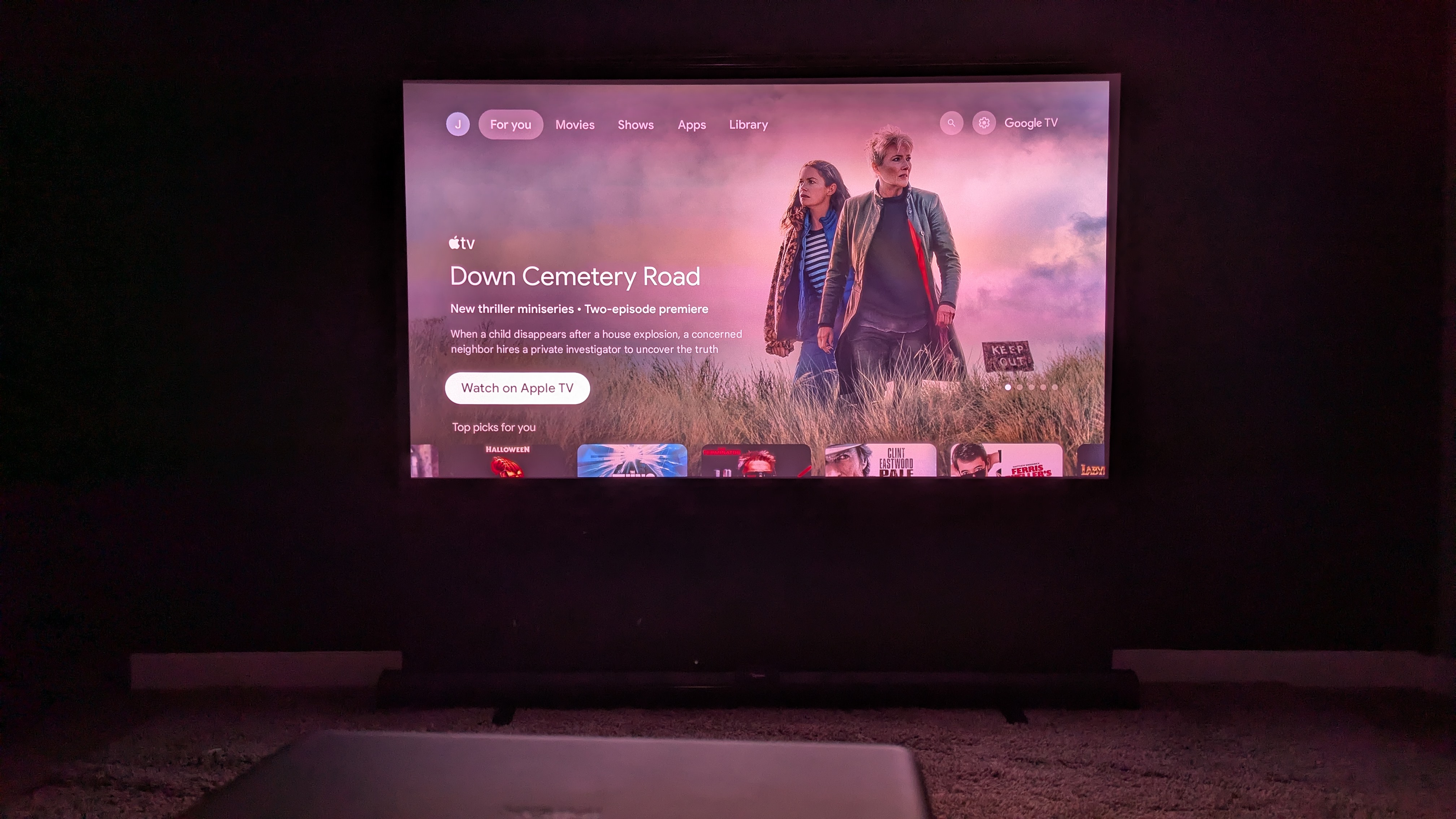Xgimi Horizon 20 Max showing Google TV home screen