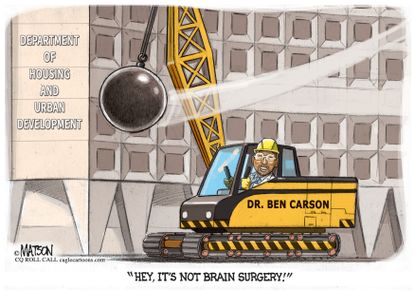 Political cartoon U.S. Donald Trump Ben Carson HUD Secretary