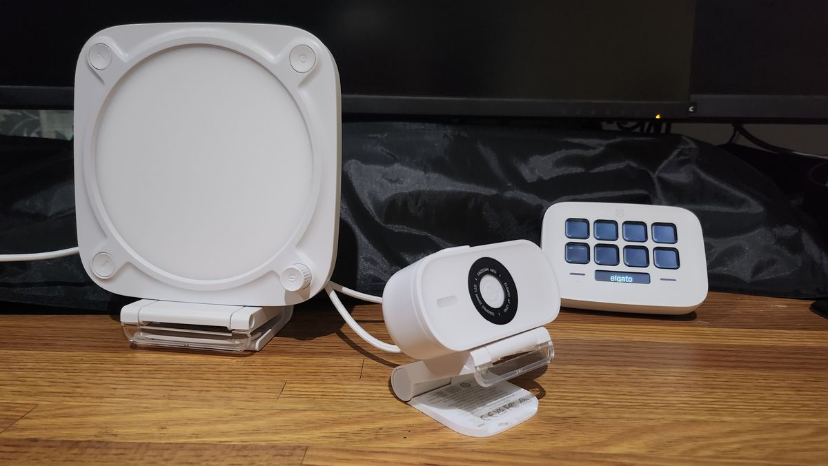 Elgato Facecam Neo set up on a desk.
