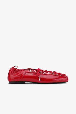 Red Lace-Up Ballerinas