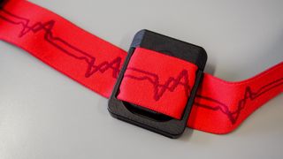 FLOWBIO S1 attached to a Polar heart rate monitor chest strap
