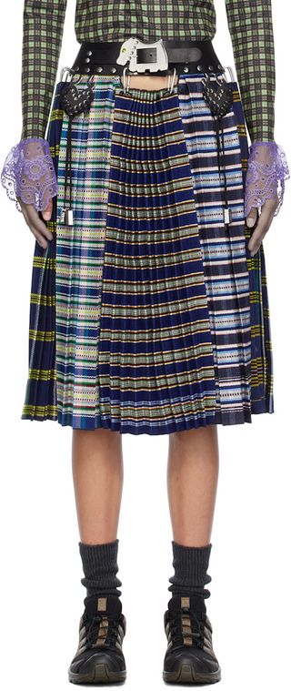 Blue Vera Knee Carabiner Midi Skirt