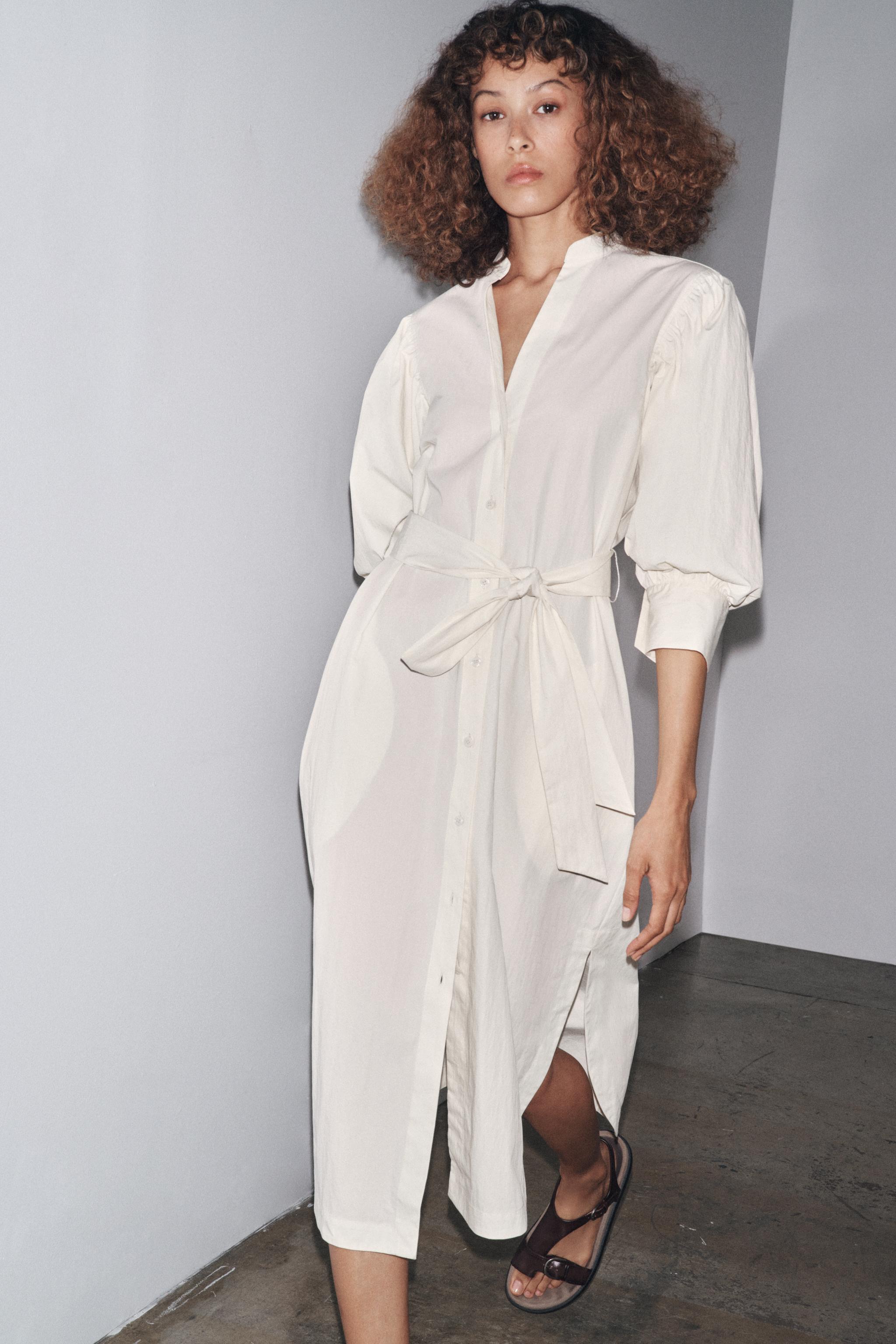 Zw Collection Puff Sleeve Shirt Dress