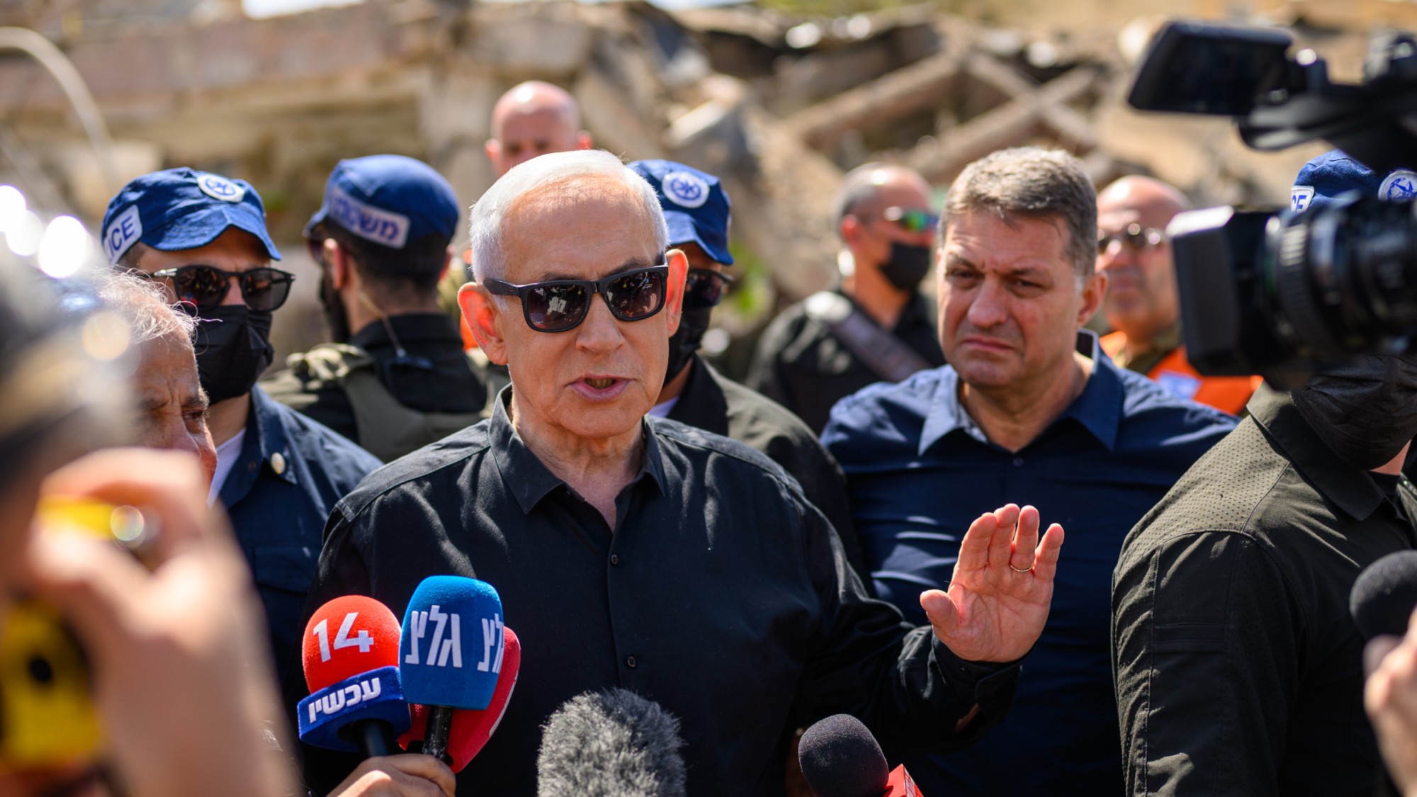 Israeli Prime Minister Benjamin Netanyahu speaks to the media