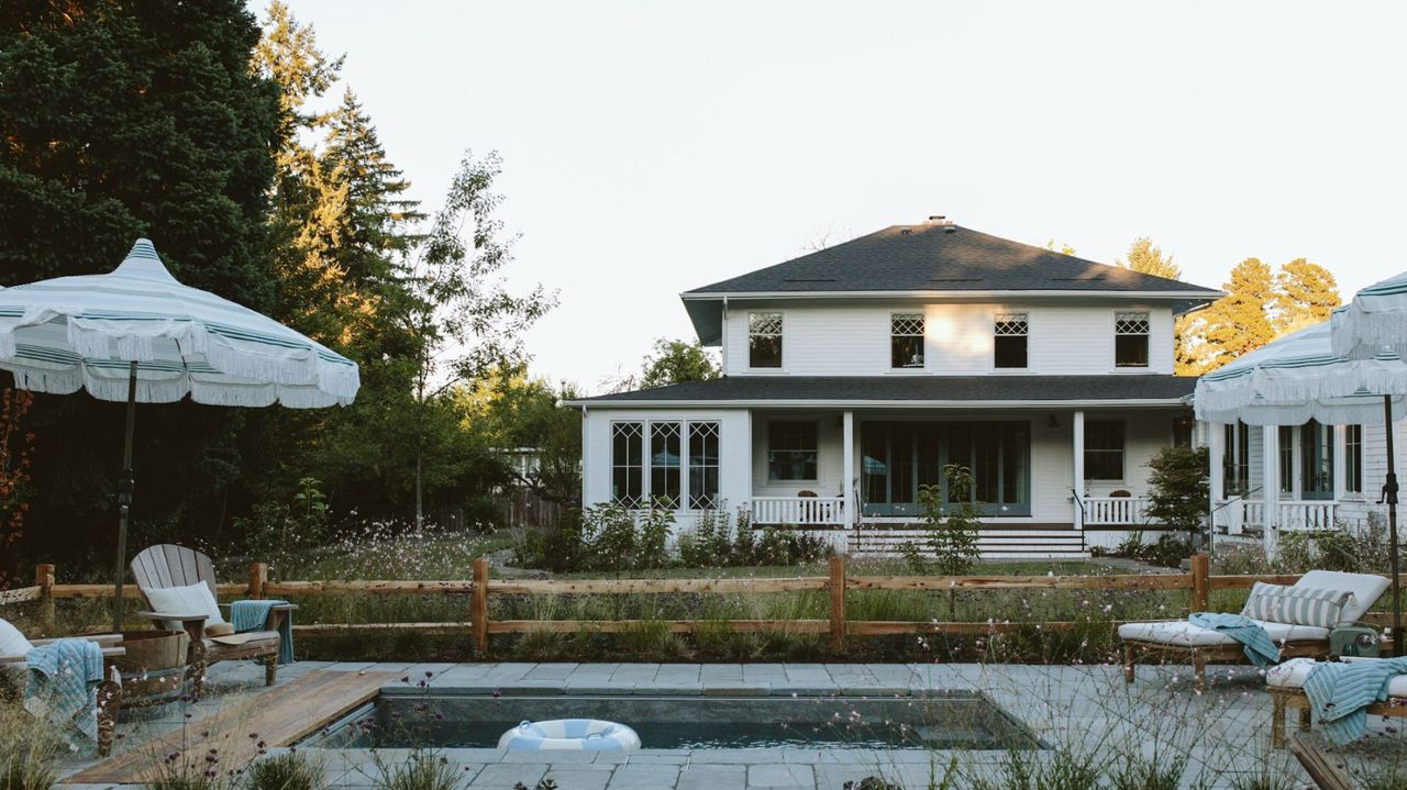 white house with plunge pool