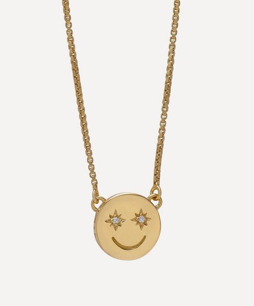 22ct Gold-Plated Mini Happy Face Pendant Necklace