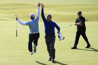 Baker-Finch enjoying himself with Louis Oosthuizen in the 2015 Champions Challenge at St Andrews