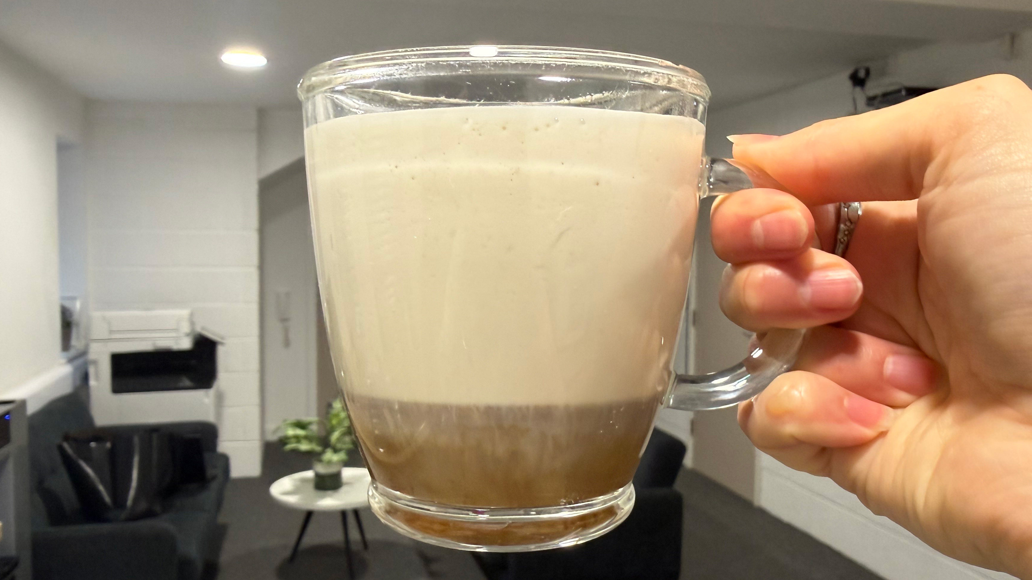 a photo of a drink made on the philips baristina espresso machine
