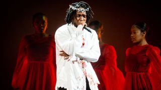 Kendrick Lamar performs at the Pyramid Stage at Glastonbury 2022
