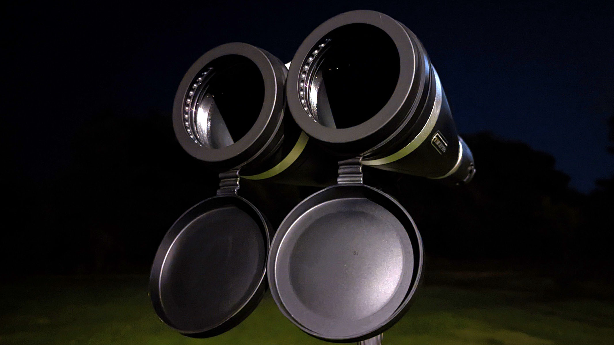The objective lenses with lens caps attached