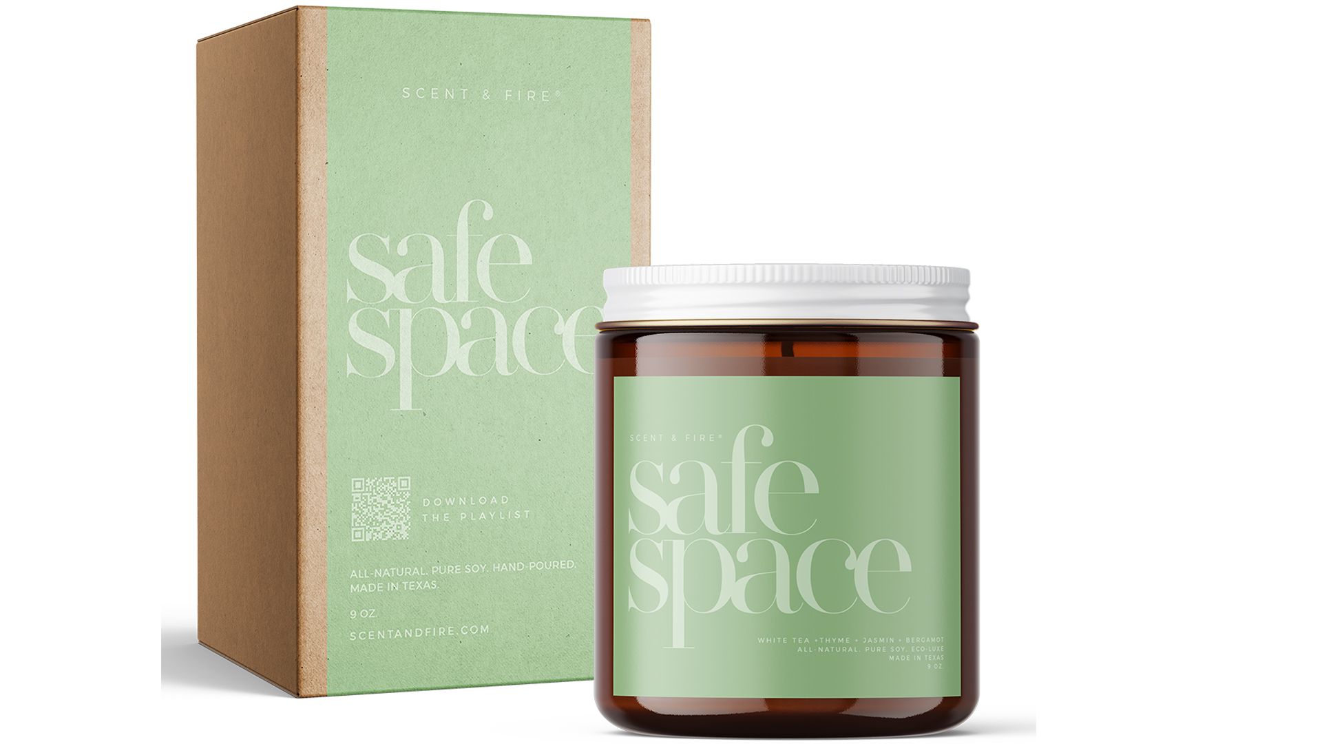 Best scented candle with green packing to support mental health awareness