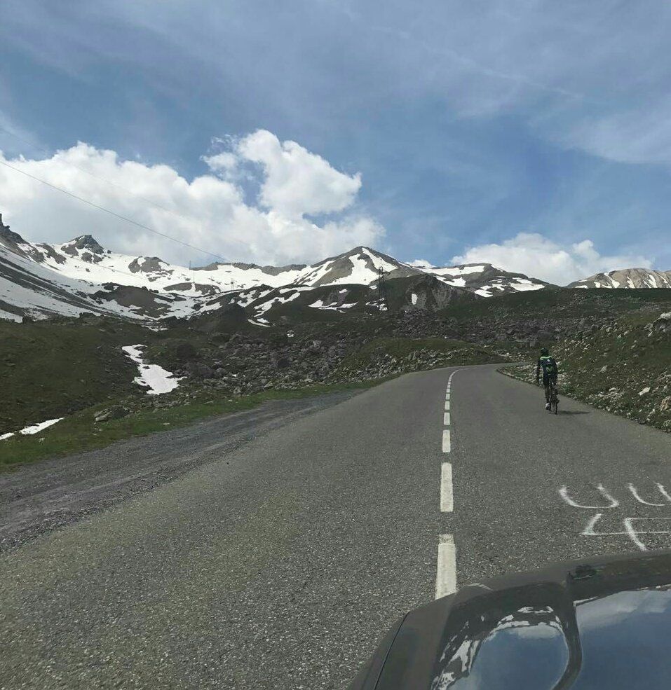 Nairo Quintana checks out one of the climbs he'll see in the Tour de France