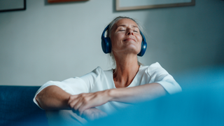 Woman wearing headphones