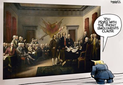 Political Cartoon U.S. Constitution Founders Phony Emoluments Clause