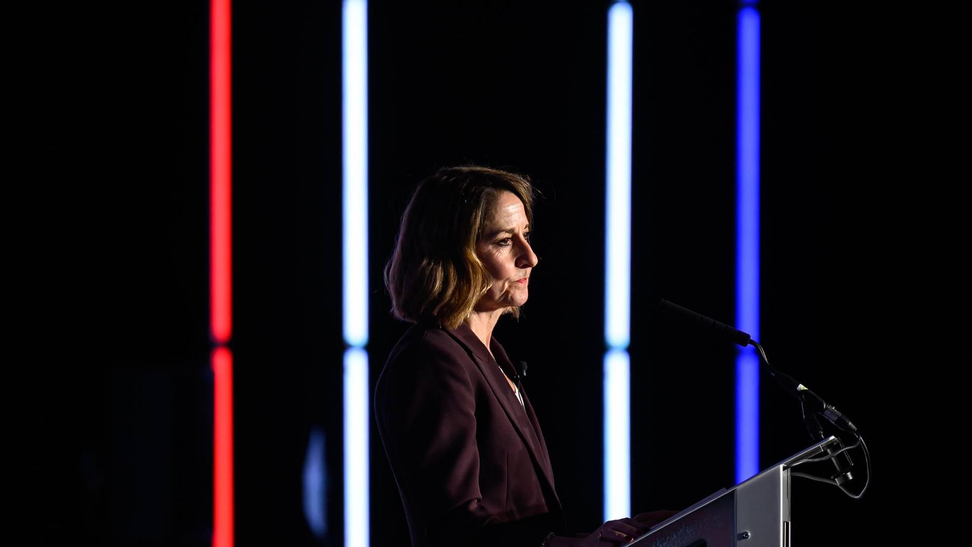Secretary of State for Science, Innovation &amp; Technology Liz Kendall addresses delegates during a session on day two of London Tech Week at Olympia Exhibition Centre on June 09, 2026 in London, England