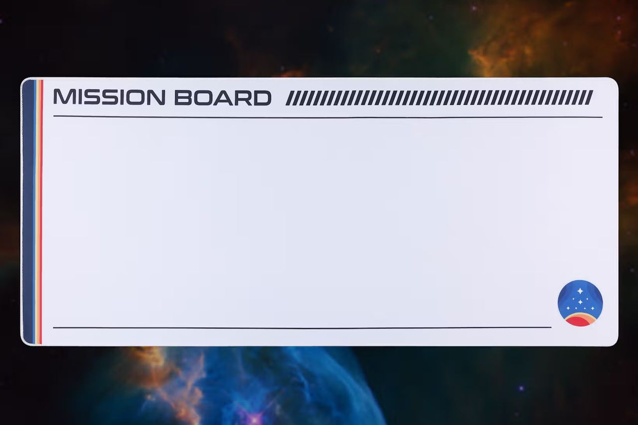 Shots of the keyboard, keys, cable, and deskmat included in the Drop x Starfield collab
