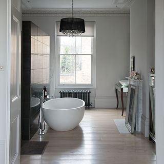 modern bathroom with white bath tub