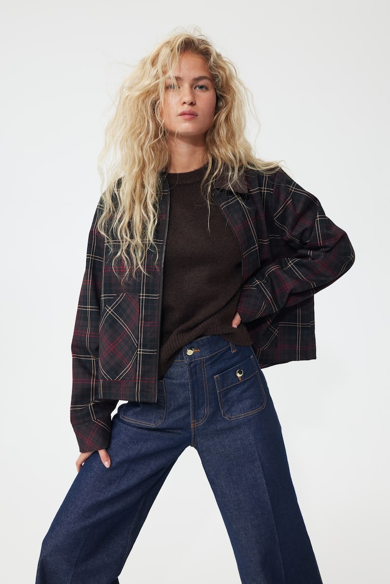 Corduroy-Collar Twill Jacket