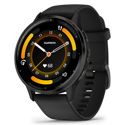 The Garmin Venu 3 in black on a white background.