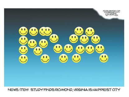 Editorial cartoon happiest city