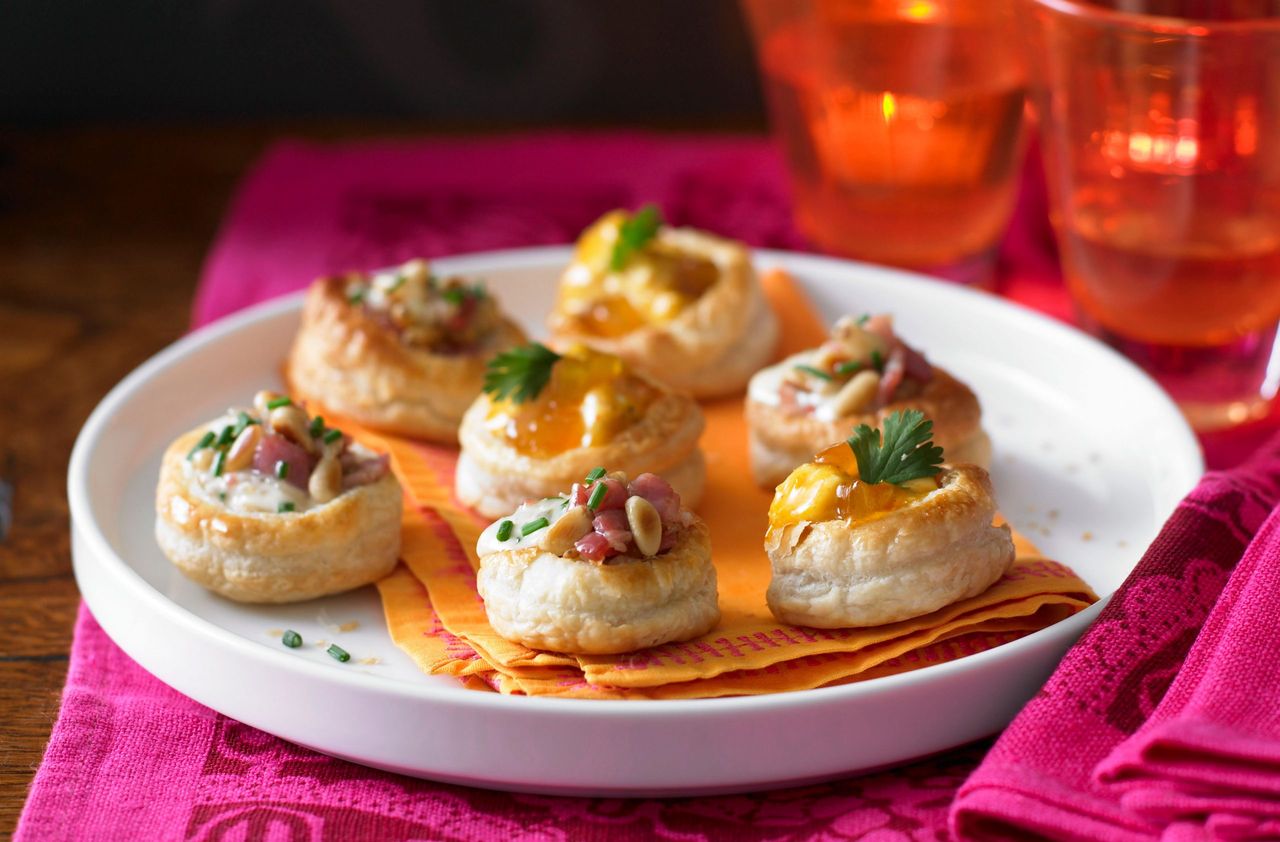 Cheese &amp; bacon and Coronation chicken vol-au-vents