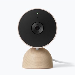 Nest Cam indoor, sand and maple wood base 