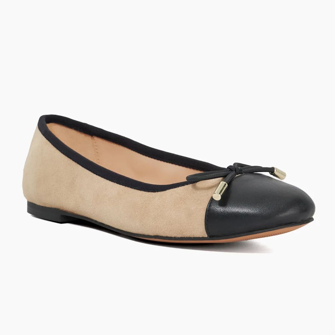 Dune Caramel Toe Cap Ballet Flats 