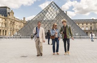 Tom Hollander with Saskia Reeves in Paris in BBC1's Us