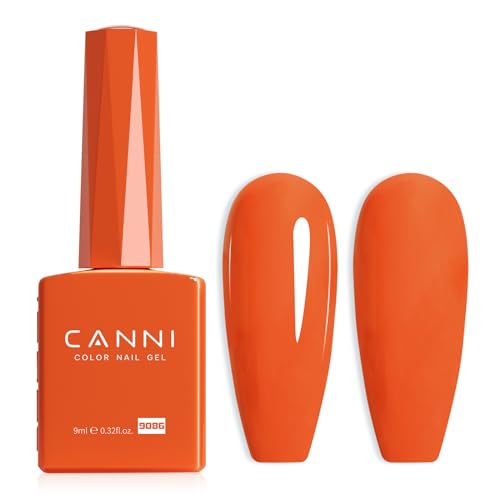 Canni Bright Orange Gel Nail Polish, 1pcs Neon Orange Gel Polish Red Orange Color Nail Polish Gel High Gloss Soak Off U V Gel Nail French Nail Manicure Salon Diy