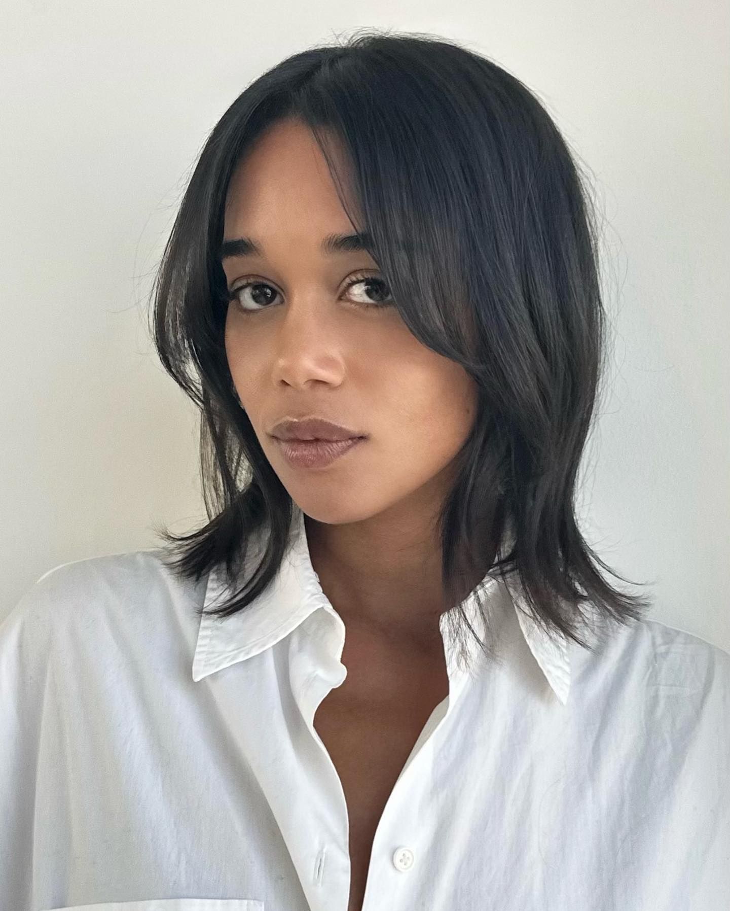 Laura Harrier with collegiate bob
