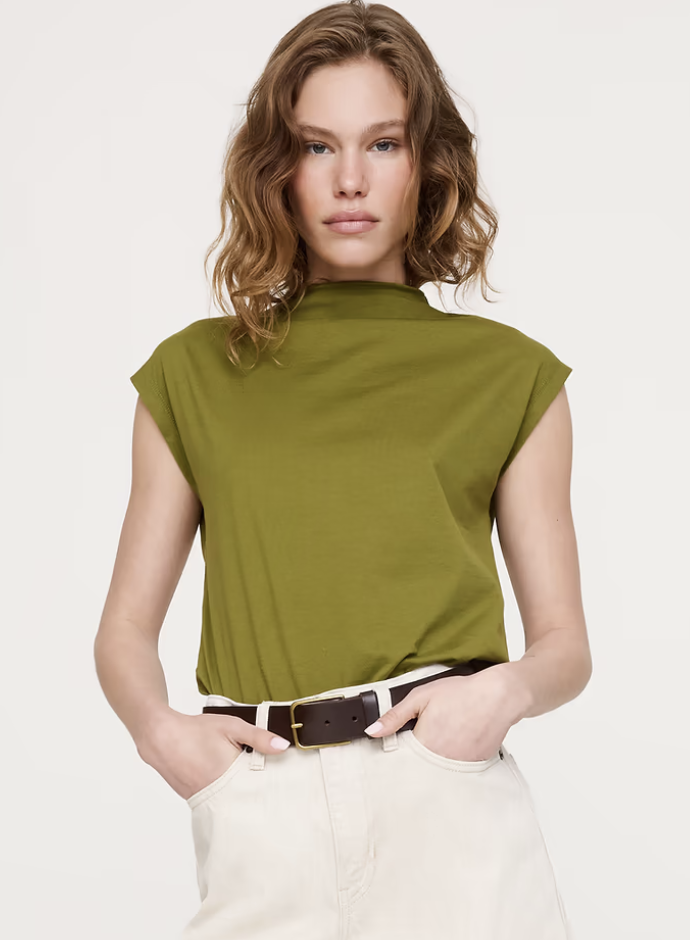 Banana Republic, Silky Cotton Mock-Neck Top