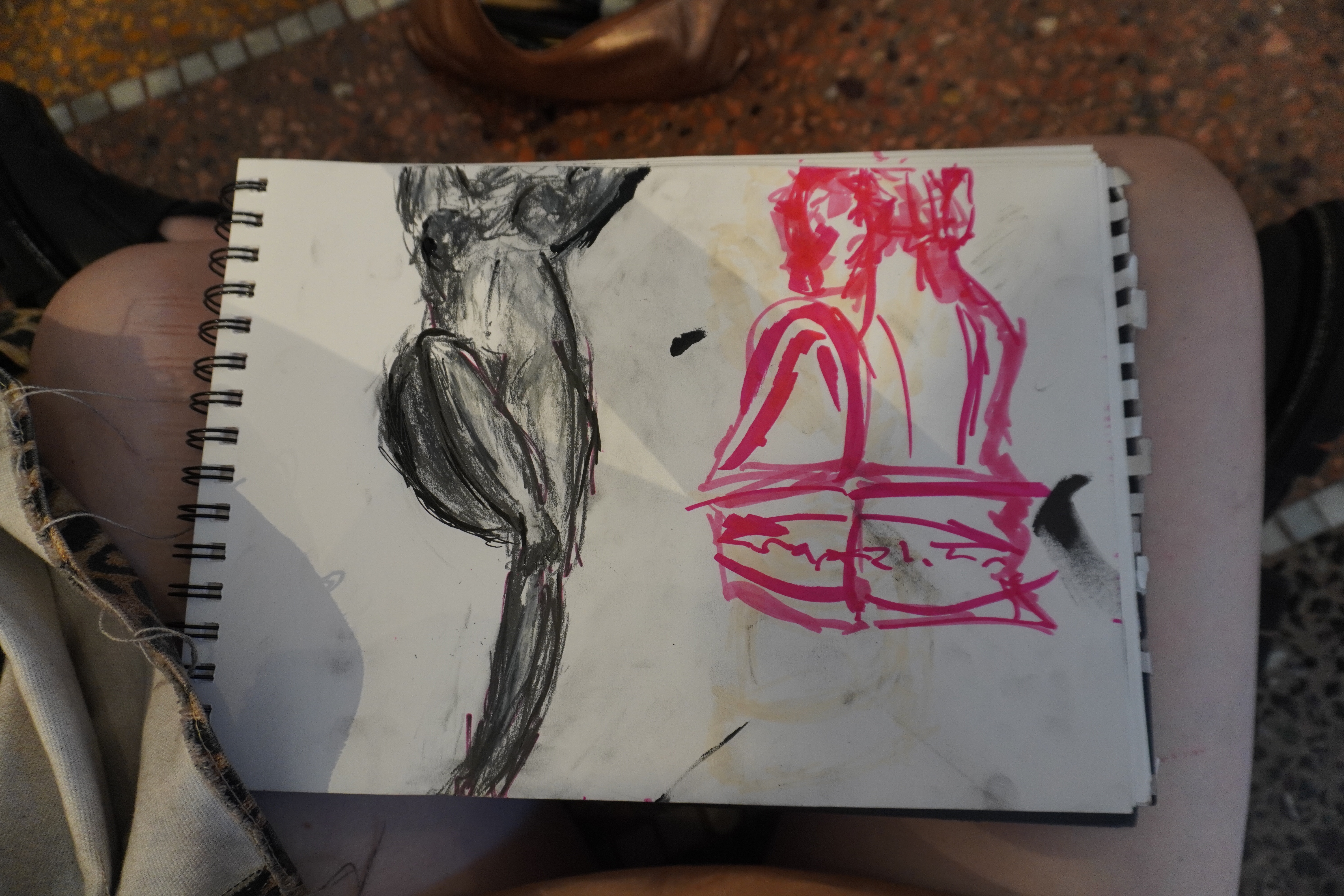 Sketches of sculptures from a museum in Rome.