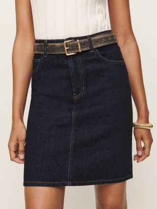 Reformation Mona Mid Rise Denim Skirt (Was $168) 