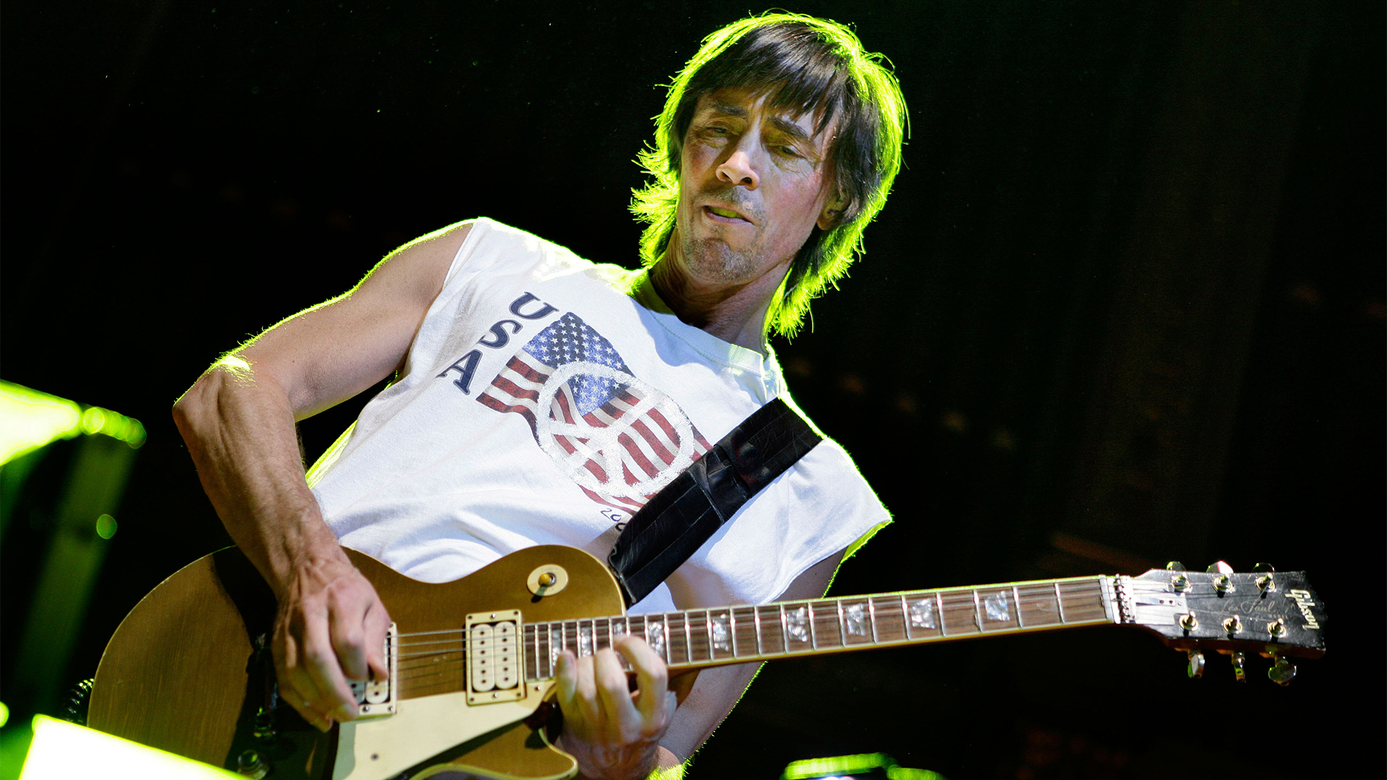 Tom Scholz performs with Boston in Boston, Massachusetts.