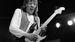 Robin Trower, formerly of Procol Harum, performs at Richards' Rock Club on April 22, 1974 in Atlanta, Georgia.