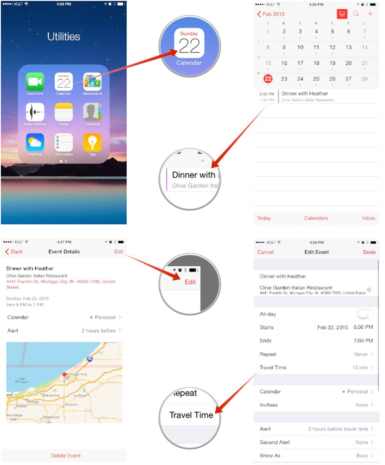 add travel time to apple calendar