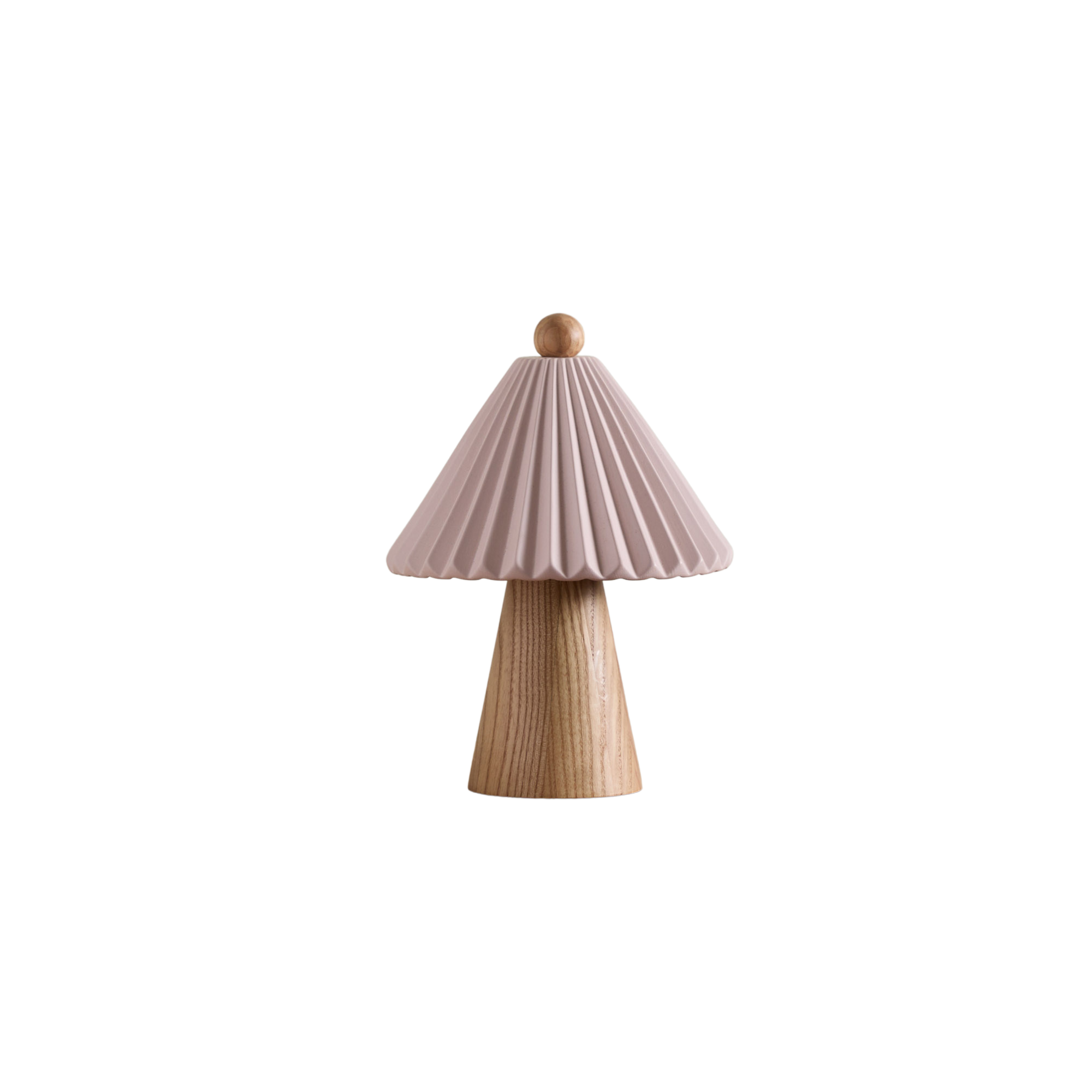 a table lamp with a pleated shade