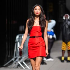 new york fashion week street style red