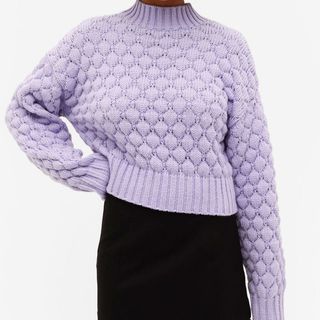 textured lavender sweater
