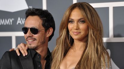 Singers Marc Anthony and Jennifer Lopez arrive at The 53rd Annual GRAMMY Awards held at Staples Center on February 13, 2011 in Los Angeles, California.