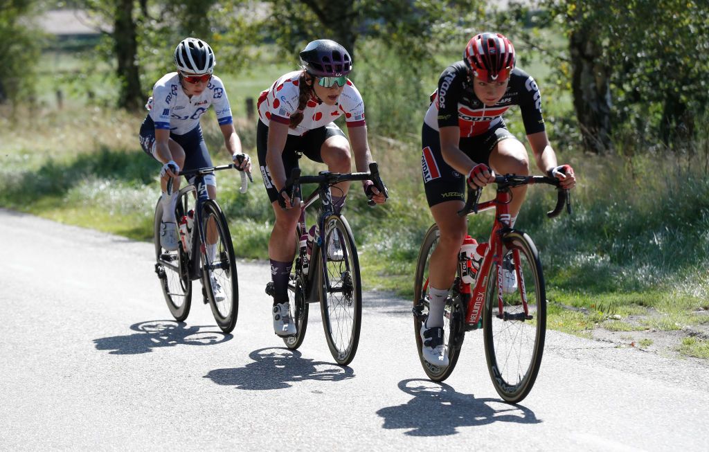 WEERT NETHERLANDS AUGUST 27 Alison Jackson of Canada and Team Liv Racing polka dot mountain jersey competes during the 23rd Simac Ladies Tour 2021 Stage 3 a 1259km stage from Stramproy to Weert SLT2021 UCIWWT on August 27 2021 in Weert Netherlands Photo by Bas CzerwinskiGetty Images