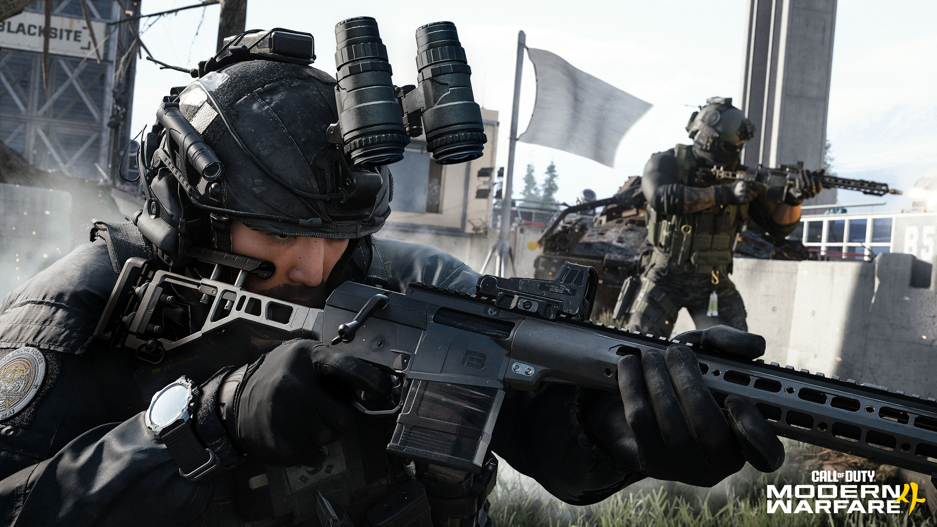 Call of Duty: Modern Warfare 4 introduces the new dynamic map, Kill Block, with rotating slabs that change the scenery of the arena every round.
