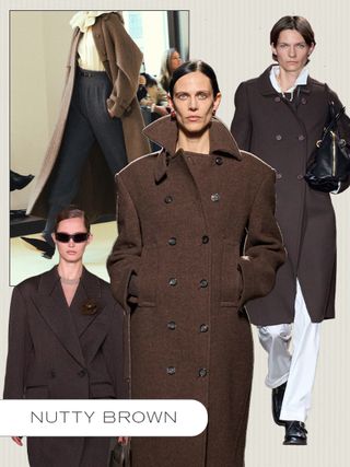 a collage of runway images from the fall/winter 2024 collections featuring the season's top coat trends