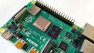 Raspberry Pi 4 closeup of SoC