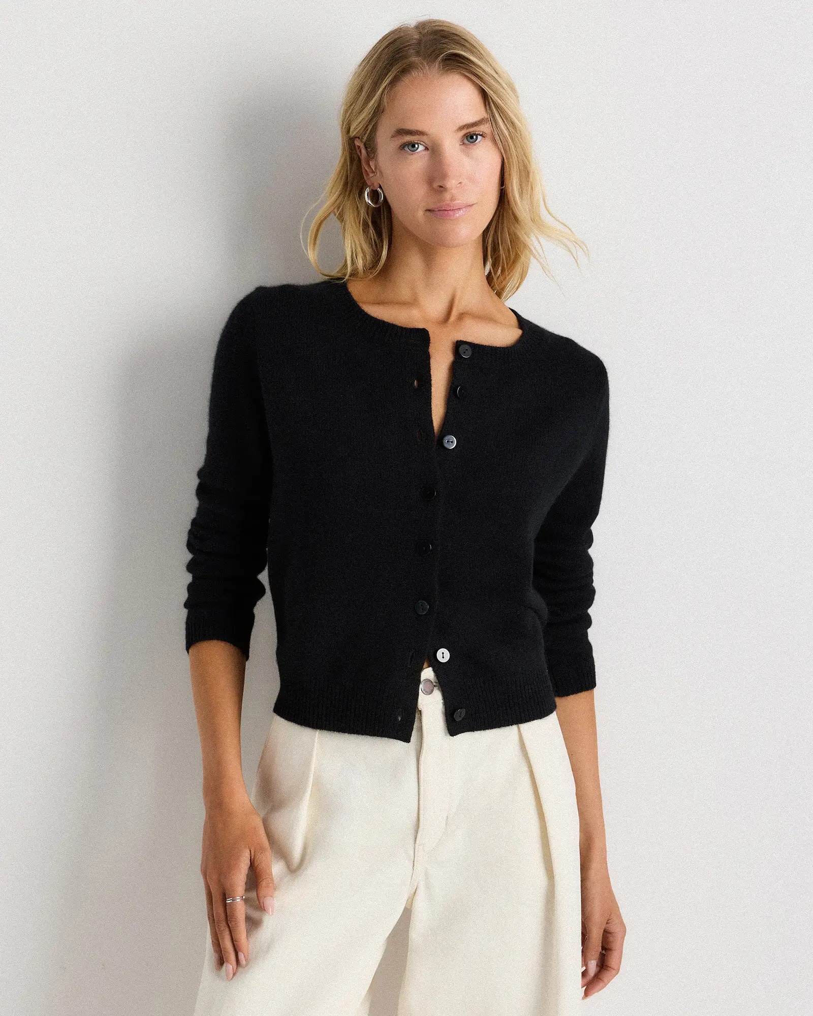 Quince, Mongolian Cashmere Cropped Crew Cardigan