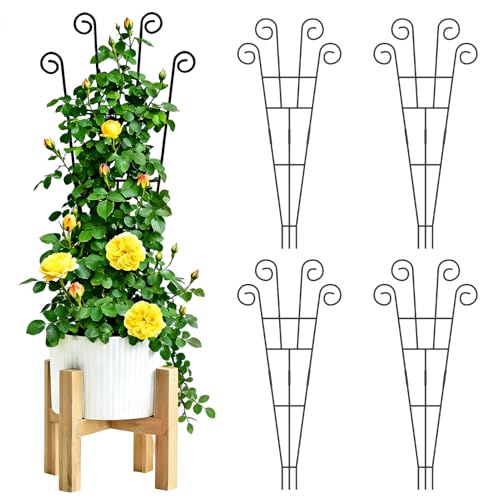 Weldun 4 Pack Plant Trellis 75cm for Climbing Plants Potted Plants Indoor Outdoor, Metal Garden Trellis Support Stake for Vegetables, Roses &amp;amp; Vines