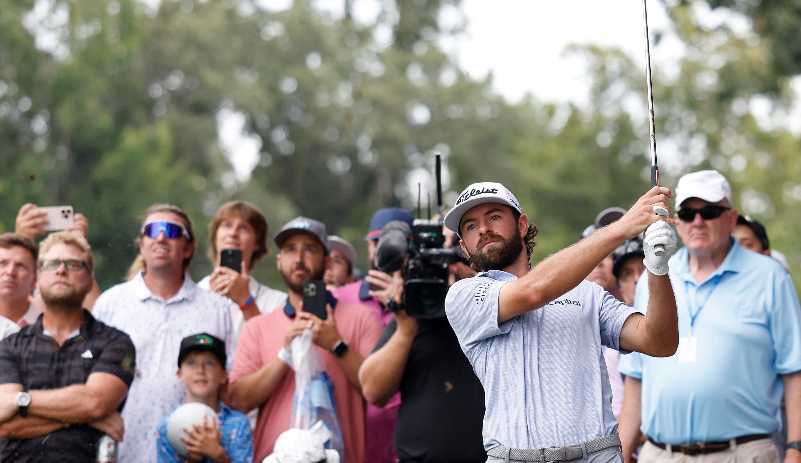 Cameron Young hits a wedge shot
