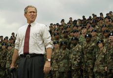 George Bush speaks to soldiers in 2002.