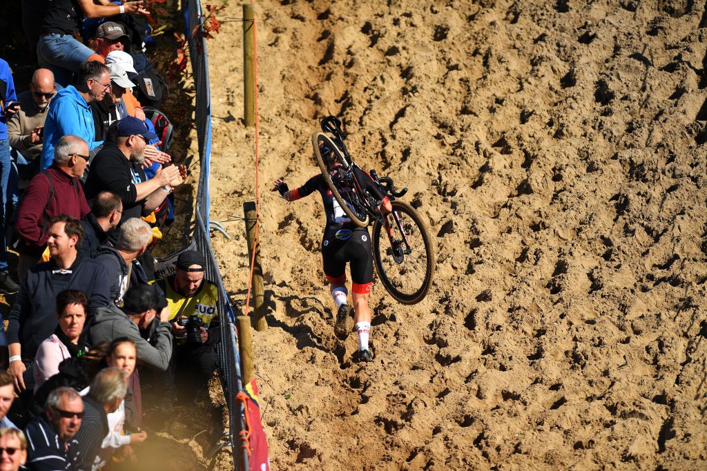 ZONHOVEN BELGIUM OCTOBER 24 Denise Betsema of The Netherlands and Team Pauwels Sauzen Bingoal competes during the 25th Zonhoven UCI CycloCross Worldcup 2021 Womens Elite CXWorldCup UCIcyclocrossWC zonhoven on October 24 2021 in Zonhoven Belgium Photo by Luc ClaessenGetty Images