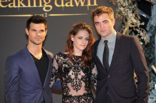Taylor Lautner, Kirsten Stewart and Robert Pattinson at the 2012 UK premiere of Breaking Dawn: Part 2 in London